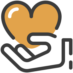 Cartoon hand holding love heart