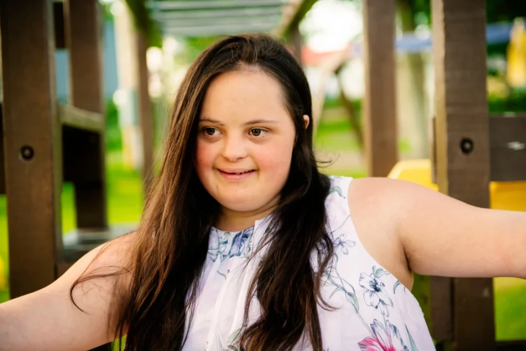 Disabled woman with down syndrome